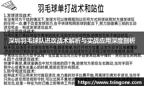 深圳羽毛球队进攻战术解析与实战应用深度剖析